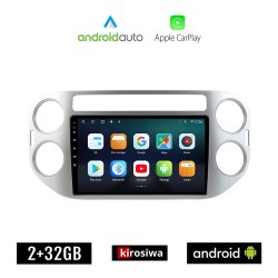 KIROSIWA Volkswagen VW TIGUAN (2009 - 2016) Android οθόνη αυτοκίνητου 2GB με GPS WI-FI (ηχοσύστημα αφής 9" ιντσών OEM Android Auto Apple Carplay Youtube Playstore MP3 USB Radio Bluetooth, Εργοστασιακή, 4x60W, Mirrorlink, AUX)