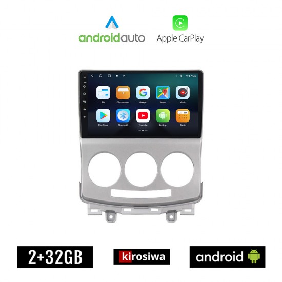 KIROSIWA MAZDA 5 (2004 - 2010) Android οθόνη αυτοκίνητου 2GB με GPS WI-FI (ηχοσύστημα αφής 9 ιντσών OEM Android Auto Apple Carplay Youtube Playstore MP3 USB Radio Bluetooth Mirrorlink εργοστασιακή, 4x60W, AUX)