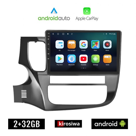KIROSIWA MITSUBISHI OUTLANDER (μετά το 2013) Android οθόνη αυτοκίνητου 2GB με GPS WI-FI (ηχοσύστημα αφής 10 ιντσών OEM Android Auto Apple Carplay Youtube Playstore MP3 USB Radio Bluetooth Mirrorlink εργοστασιακή, 4x60W,AUX)