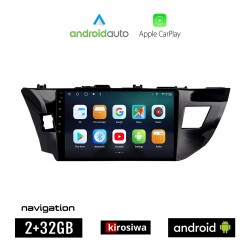 KIROSIWA TOYOTA COROLLA (2013 - 2016) Android οθόνη αυτοκίνητου 2GB με GPS WI-FI (ηχοσύστημα αφής 10" ιντσών OEM Android Auto Apple Carplay Youtube Playstore MP3 USB Radio Bluetooth Mirrorlink εργοστασιακή, 4x60W, AUX)