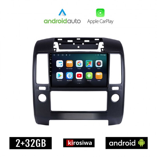 KIROSIWA NISSAN NAVARA D40 (2006-2011) Android οθόνη αυτοκίνητου 2GB με GPS WI-FI (ηχοσύστημα αφής 9 ιντσών Android Auto Apple Carplay Youtube Playstore MP3 USB Radio Bluetooth Mirrorlink εργοστασιακή, 4x60W, AUX, D 40)