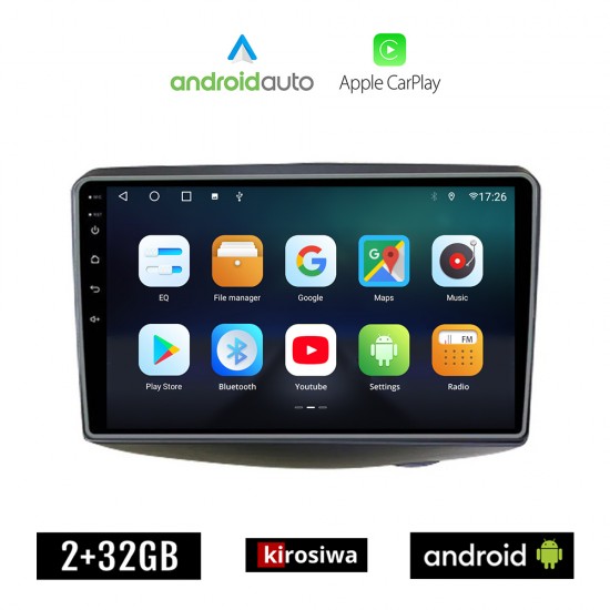 KIROSIWA TOYOTA YARIS (1999-2004) Android οθόνη αυτοκίνητου 2GB με GPS WI-FI ( TOYOTA ηχοσύστημα αφής 9 ιντσών OEM Android Auto Apple Carplay Youtube Playstore MP3 USB Radio Bluetooth Mirrorlink  εργοστασιακή, 4 x 60W)