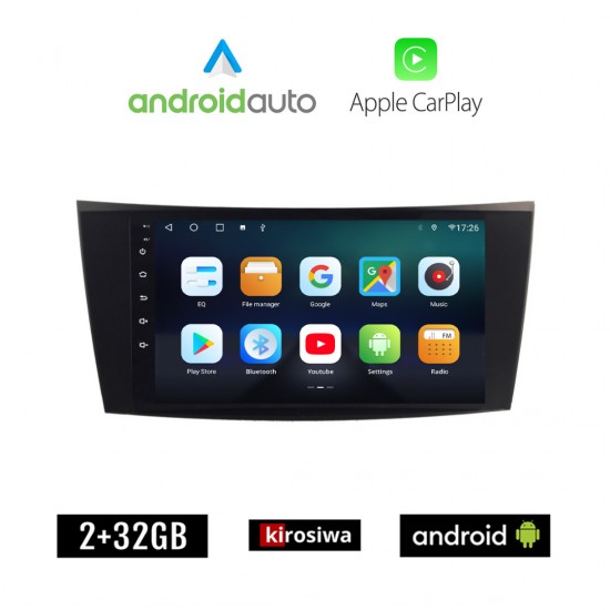 KIROSIWA MERCEDES CLS (W219) 2003-2010 Android οθόνη αυτοκίνητου 2GB με GPS WI-FI (ηχοσύστημα αφής 8 ιντσών OEM Android Auto Apple Carplay Youtube Playstore MP3 USB Radio Bluetooth Mirrorlink εργοστασιακή, 4x60W, Benz)
