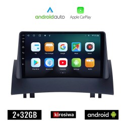 KIROSIWA RENAULT MEGANE 2 (2002-2008) Android οθόνη αυτοκίνητου 2GB με GPS WI-FI (ηχοσύστημα αφής 9" ιντσών OEM Android Auto Apple Carplay Youtube Playstore MP3 USB Radio Bluetooth Mirrorlink εργοστασιακή, 4x60W, AUX)