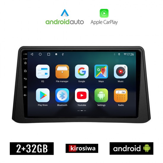 KIROSIWA OPEL MOKKA (2012-2015) Android οθόνη αυτοκίνητου 2GB με GPS WI-FI (ηχοσύστημα αφής 9 ιντσών OEM Android Auto Apple Carplay Youtube Playstore MP3 USB Radio Bluetooth Mirrorlink εργοστασιακή, 4x60W, AUX)