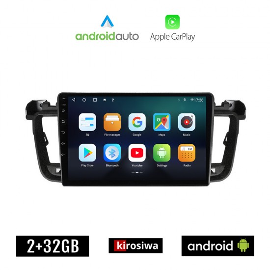 KIROSIWA PEUGEOT 508 (2010-2015) Android οθόνη αυτοκίνητου 2GB με GPS WI-FI (ηχοσύστημα αφής 9 ιντσών OEM Android Auto Apple Carplay Youtube Playstore MP3 USB Radio Bluetooth Mirrorlink εργοστασιακή, 4x60W, AUX)