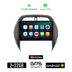 KIROSIWA TOYOTA RAV 4 (2000-2006) CLIMA Android οθόνη αυτοκίνητου 2GB με GPS WI-FI (ηχοσύστημα αφής 9" ιντσών Android Auto Apple Carplay Youtube Playstore MP3 USB Radio Bluetooth Mirrorlink εργοστασιακή, 4x60W, AUX)