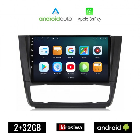 KIROSIWA BMW E81 (E82, E87, E88) 2004 - 2013 Android οθόνη αυτοκίνητου 2GB με GPS WI-FI (E81, E82, E87, E88 ηχοσύστημα αφής 9 ιντσών OEM Android Auto Apple Carplay Youtube Playstore MP3 USB Radio Bluetooth Mirrorlink εργοστασιακή, 4x60W)