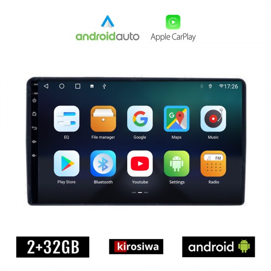 KIROSIWA PEUGEOT EXPERT (2007 - 2016) Android οθόνη αυτοκίνητου 2GB με GPS WI-FI (ηχοσύστημα αφής 9 ιντσών OEM Android Auto Apple Carplay Youtube Playstore MP3 USB Radio Bluetooth Mirrorlink εργοστασιακή 4x60W, AUX)