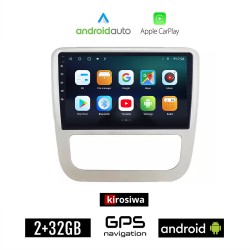 KIROSIWA VOLKSWAGEN SCIROCCO (2008 - 2014) Android οθόνη αυτοκίνητου 2GB με GPS WI-FI (ηχοσύστημα αφής 9" ιντσών Android Auto Apple Carplay Youtube Playstore MP3 USB Radio Bluetooth VW εργοστασιακή 4x60W AUX ασημί)