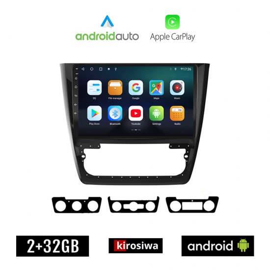 KIROSIWA SKODA YETI (2014-2017) Android οθόνη αυτοκίνητου 2GB με GPS WI-FI (ηχοσύστημα αφής 10 ιντσών OEM Android Auto Apple Carplay Youtube Playstore MP3 USB Radio Bluetooth Mirrorlink εργοστασιακή, 4x60W, AUX)