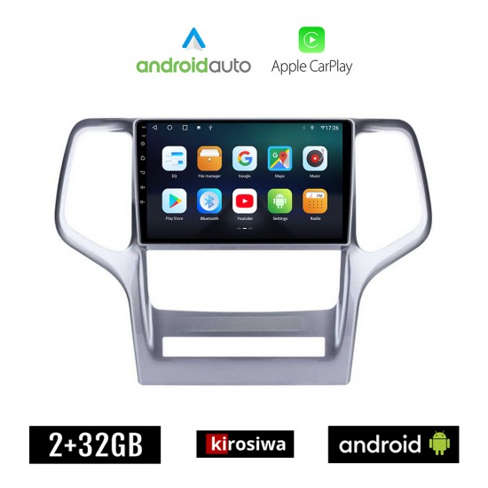 KIROSIWA JEEP GRAND CHEROKEE (μετά το 2011) Android οθόνη αυτοκίνητου 2GB με GPS WI-FI (ηχοσύστημα αφής 9 ιντσών OEM Android Auto Apple Carplay Youtube Playstore MP3 USB Radio Bluetooth Mirrorlink εργοστασιακή, 4x60W, AUX)