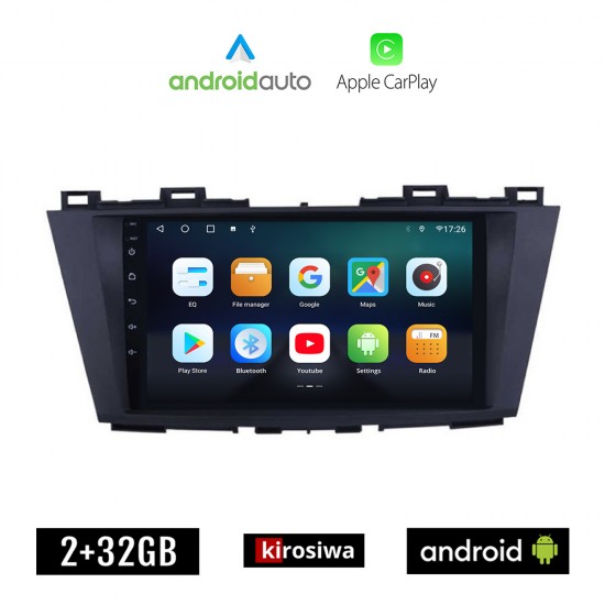 KIROSIWA MAZDA 5 (μετά το 2011) Android οθόνη αυτοκίνητου 2GB με GPS WI-FI (ηχοσύστημα αφής 9 ιντσών OEM Android Auto Apple Carplay Youtube Playstore MP3 USB Radio Bluetooth Mirrorlink εργοστασιακή, 4x60W, AUX)