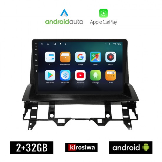 KIROSIWA MAZDA 6 (2002-2008) Android οθόνη αυτοκίνητου 2GB με GPS WI-FI (ηχοσύστημα αφής 9 ιντσών OEM Android Auto Apple Carplay Youtube Playstore MP3 USB Radio Bluetooth Mirrorlink εργοστασιακή 4x60W navi)