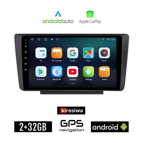 KIROSIWA SKODA OCTAVIA 5 (2005 - 2012) Android οθόνη αυτοκίνητου 2GB με GPS WI-FI (ηχοσύστημα αφής 9 ιντσών Android Auto Apple Carplay Youtube Playstore MP3 USB Radio Bluetooth Mirrorlink εργοστασιακή, 4x60W, AUX)