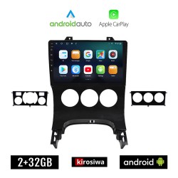 KIROSIWA PEUGEOT 3008 (2009-2016) Android οθόνη αυτοκίνητου 2GB με GPS WI-FI (ηχοσύστημα αφής 9" ιντσών OEM Android Auto Apple Carplay Youtube Playstore MP3 USB Radio Bluetooth Mirrorlink εργοστασιακή, 4x60W, AUX)