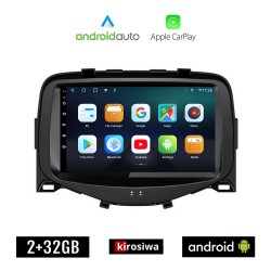 KIROSIWA TOYOTA AYGO (μετά το 2014) Android οθόνη αυτοκίνητου 2GB με GPS WI-FI (ηχοσύστημα αφής 7" ιντσών OEM Android Auto Apple Carplay Youtube Playstore MP3 USB Radio Bluetooth Mirrorlink εργοστασιακή, 4x60W, AUX)