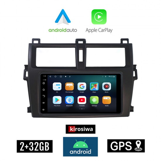 KIROSIWA TOYOTA VERSO S (2010 - 2016) Android οθόνη αυτοκίνητου 2GB με GPS WI-FI (ηχοσύστημα αφής 7 ιντσών Android Auto Apple Carplay Youtube Playstore MP3 USB Radio Bluetooth Mirrorlink εργοστασιακή, 4x60W, AUX)