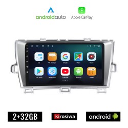 KIROSIWA TOYOTA PRIUS (2009 - 2015) Android οθόνη αυτοκίνητου 2GB με GPS WI-FI (ηχοσύστημα αφής 9" ιντσών OEM Android Auto Apple Carplay Youtube Playstore MP3 USB Radio Bluetooth Mirrorlink εργοστασιακή, 4 x 60W, AUX)