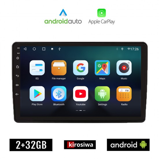 KIROSIWA FIAT DUCATO (2006-2011) Android οθόνη αυτοκίνητου 2GB με GPS WI-FI (ηχοσύστημα αφής 9 ιντσών OEM Android Auto Apple Carplay Youtube Playstore MP3 USB Radio Bluetooth Mirrorlink εργοστασιακή, 4x60W, AUX)