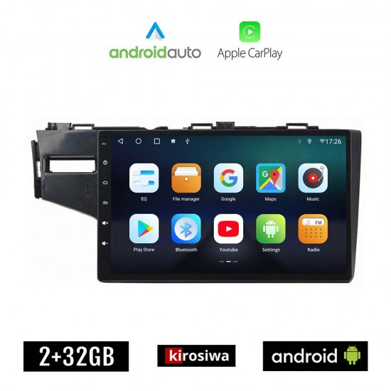 KIROSIWA HONDA JAZZ (μετά το 2013) Android οθόνη αυτοκίνητου 2GB με GPS WI-FI (ηχοσύστημα αφής 10 ιντσών OEM Android Auto Apple Carplay Youtube Playstore MP3 USB Radio Bluetooth Mirrorlink εργοστασιακή, 4x60W, AUX)