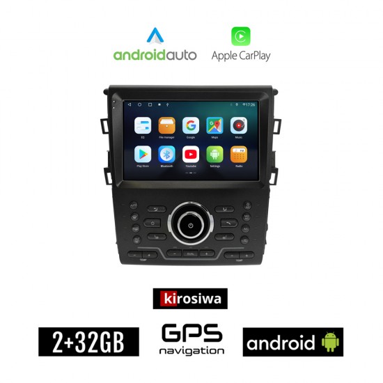 KIROSIWA FORD MONDEO CLIMA (μετά το 2013) Android οθόνη αυτοκίνητου 2GB με GPS WI-FI (ηχοσύστημα αφής 9 ιντσών Android Auto Apple Carplay Youtube Playstore MP3 USB Radio Bluetooth Mirrorlink εργοστασιακή, 4x60W, AUX)