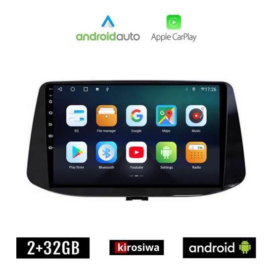 KIROSIWA HYUNDAI i30 (μετά το 2018) Android οθόνη αυτοκίνητου με GPS WI-FI 2GB (ηχοσύστημα αφής 9 ιντσών OEM Android Auto Apple Carplay Youtube Playstore MP3 USB Radio Bluetooth Mirrorlink εργοστασιακή, 4x60W, AUX)