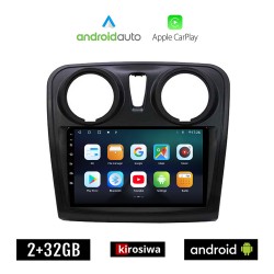 KIROSIWA DACIA SANDERO (2012 - 2019) Android οθόνη αυτοκίνητου 2GB με GPS WI-FI (ηχοσύστημα αφής 9" ιντσών OEM Android Auto Apple Carplay Youtube Playstore MP3 USB Radio Bluetooth Mirrorlink εργοστασιακή, 4x60W, AUX)