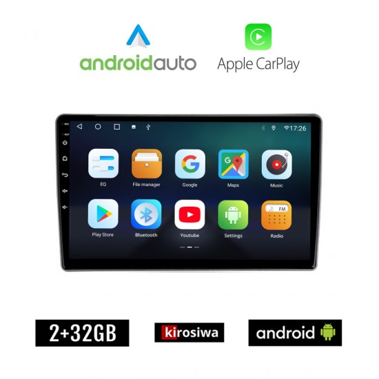 KIROSIWA AUDI A4 (2008-2015) Android οθόνη αυτοκίνητου 2GB με GPS WI-FI (ηχοσύστημα αφής 9 ιντσών Android Auto Apple Carplay Youtube Playstore MP3 USB Radio Bluetooth Mirrorlink εργοστασιακή, 4x60W, AUX)