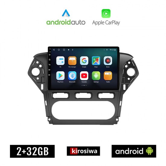 KIROSIWA FORD MONDEO (2010 - 2013) Android οθόνη αυτοκίνητου 2GB με GPS WI-FI (ηχοσύστημα αφής 10 ιντσών OEM Android Auto Apple Carplay Youtube Playstore MP3 USB Radio Bluetooth Mirrorlink εργοστασιακή, 4x60W, AUX)