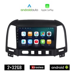 KIROSIWA HYUNDAI SANTA FE (2006-2013) Android οθόνη αυτοκίνητου 2GB με GPS WI-FI (ηχοσύστημα αφής 9" ιντσών OEM Android Auto Apple Carplay Youtube Playstore MP3 USB Radio Bluetooth Mirrorlink εργοστασιακή, 4x60W, AUX)