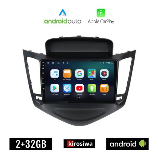 KIROSIWA CHEVROLET CRUZE 2008-2012 Android οθόνη αυτοκίνητου 2GB με GPS WI-FI (ηχοσύστημα αφής 9 ιντσών OEM Android Auto Apple Carplay Youtube Playstore MP3 USB Radio Bluetooth Mirrorlink  εργοστασιακή, 4x60W, AUX)