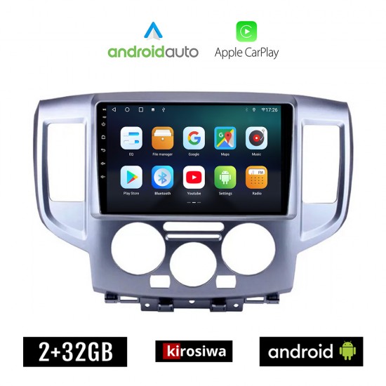 KIROSIWA NISSAN NV200 (2010-2015) Android οθόνη αυτοκίνητου 2GB με GPS WI-FI (ηχοσύστημα αφής 9 ιντσών OEM Android Auto Apple Carplay Youtube Playstore MP3 USB Radio Bluetooth Mirrorlink εργοστασιακή, 4x60W, AUX)