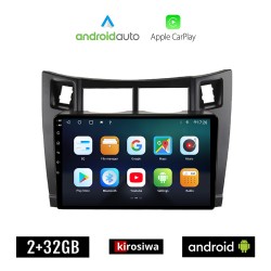 KIROSIWA TOYOTA YARIS (2006-2011) Android οθόνη αυτοκίνητου 2GB με GPS WI-FI ( TOYOTA ηχοσύστημα αφής 9" ιντσών OEM Android Auto Apple Carplay Youtube Playstore MP3 USB Radio Bluetooth Mirrorlink  εργοστασιακή, 4 x 60W, μαύρο)
