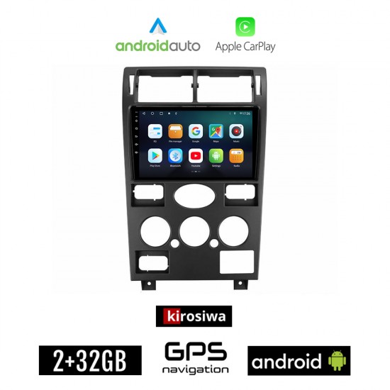 KIROSIWA FORD MONDEO (2001 - 2004) Android οθόνη αυτοκίνητου 2GB με GPS WI-FI (ηχοσύστημα αφής 9 ιντσών Android Auto Apple Carplay Youtube Playstore MP3 USB Radio Bluetooth Mirrorlink εργοστασιακή, 4x60W, AUX)
