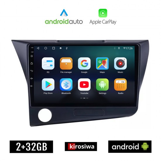KIROSIWA HONDA CRZ (2010 - 2016) Android οθόνη αυτοκίνητου 2GB με GPS WI-FI (ηχοσύστημα αφής 9 ιντσών OEM Android Auto Apple Carplay Youtube Playstore MP3 USB Radio Bluetooth Mirrorlink εργοστασιακή, 4x60W, AUX)