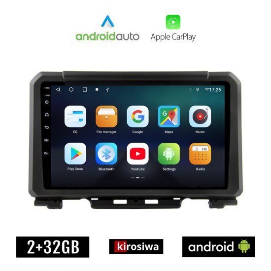 KIROSIWA SUZUKI JIMNY (μετά το 2018) Android οθόνη αυτοκίνητου 2GB με GPS WI-FI (ηχοσύστημα αφής 9 ιντσών OEM Android Auto Apple Carplay Youtube Playstore MP3 USB Radio Bluetooth Mirrorlink εργοστασιακή, AUX, 4x60W)