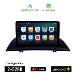 KIROSIWA BMW X3 E83 (2003 - 2010) Android οθόνη αυτοκίνητου 2GB με GPS WI-FI (ηχοσύστημα αφής 9" ιντσών OEM Android Auto Apple Carplay Youtube Playstore MP3 USB Radio Bluetooth Mirrorlink Χ3 Ε83 εργοστασιακή, 4x60W, AUX)