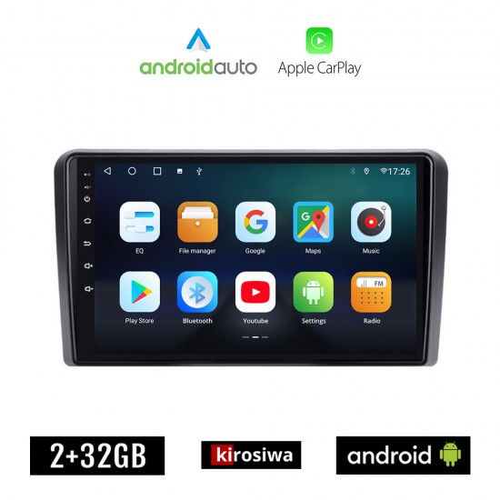 KIROSIWA SUZUKI IGNIS (2003 - 2010) Android οθόνη αυτοκίνητου 2GB με GPS WI-FI (ηχοσύστημα αφής 9 ιντσών Android Auto Apple Carplay Youtube Playstore MP3 USB Radio Bluetooth Mirrorlink εργοστασιακή, 4x60W, AUX)