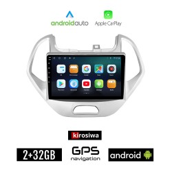 KIROSIWA FORD KA (μετά το 2017) Android οθόνη αυτοκίνητου 2GB με GPS WI-FI (ηχοσύστημα αφής 9" ιντσών Android Auto Apple Carplay Youtube Playstore MP3 USB Radio Bluetooth Mirrorlink εργοστασιακή, 4x60W, AUX, ασημί)