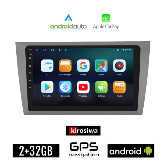 KIROSIWA VOLKSWAGEN GOLF 6 (2008 - 2013) Android οθόνη αυτοκίνητου 2GB με GPS WI-FI (VW ηχοσύστημα αφής 9 ιντσών Android Auto Apple Carplay Youtube Playstore MP3 USB Radio Bluetooth Mirrorlink εργοστασιακή, 4x60W, AUX, ασημί)