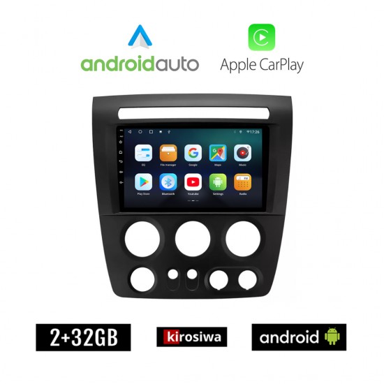 KIROSIWA HUMMER H3 (2005 - 2009) Android οθόνη αυτοκίνητου 2GB με GPS WI-FI (ηχοσύστημα αφής 9 ιντσών OEM Android Auto Apple Carplay Youtube Playstore MP3 USB Radio Bluetooth Mirrorlink εργοστασιακή, 4x60W, AUX)