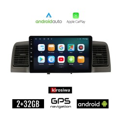 KIROSIWA TOYOTA COROLLA (2000 - 2007) Android οθόνη αυτοκίνητου 2GB με GPS WI-FI με αεραγωγούς (ηχοσύστημα αφής 9" ιντσών Android Auto Apple Carplay Youtube Playstore MP3 USB Radio Bluetooth Mirrorlink εργοστασιακή AUX 4x60W)
