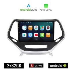 KIROSIWA JEEP CHEROKEE  μετά το 2014 Android οθόνη αυτοκίνητου 2GB με GPS WI-FI (ηχοσύστημα αφής 10" ιντσών OEM Android Auto Apple Carplay Youtube Playstore MP3 USB Radio Bluetooth Mirrorlink εργοστασιακή, 4x60W, AUX)