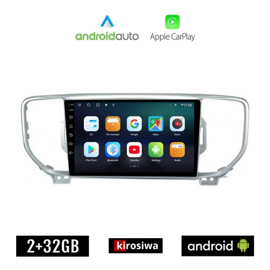 KIROSIWA KIA SPORTAGE (2016 - 2018) Android οθόνη αυτοκίνητου 2GB με GPS WI-FI (ηχοσύστημα αφής 9 ιντσών OEM Android Auto Apple Carplay Youtube Playstore MP3 USB Radio Bluetooth Mirrorlink εργοστασιακή, 4x60W, AUX)