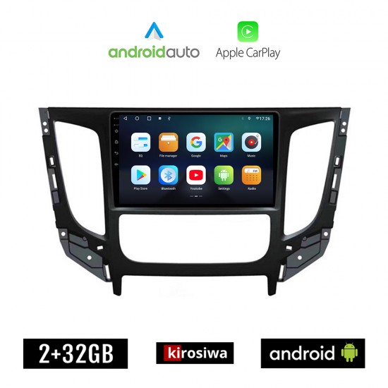 KIROSIWA MITSUBISHI L200 (2015-2019) CLIMA  Android οθόνη αυτοκίνητου 2GB με GPS WI-FI (ηχοσύστημα αφής 9 ιντσών OEM Android Auto Apple Carplay Youtube Playstore MP3 USB Radio Bluetooth Mirrorlink εργοστασιακή, 4x60W, AUX)