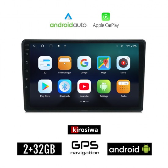 KIROSIWA MAZDA 2 (2002 - 2007) Android οθόνη αυτοκίνητου 2GB με GPS WI-FI (ηχοσύστημα αφής 10 ιντσών Android Auto Apple Carplay Youtube Playstore MP3 USB Radio Bluetooth Mirrorlink εργοστασιακή, 4x60W, AUX)
