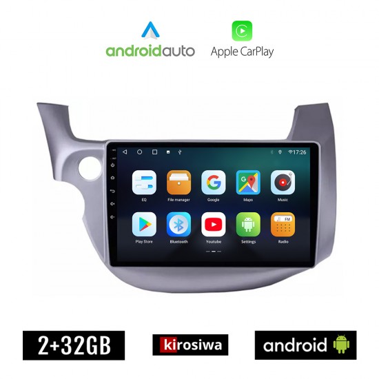 KIROSIWA HONDA JAZZ (2008 - 2012) Android οθόνη αυτοκίνητου 2GB με GPS WI-FI (ηχοσύστημα αφής 10 ιντσών OEM Android Auto Apple Carplay Youtube Playstore MP3 USB Radio Bluetooth Mirrorlink εργοστασιακή, 4x60W, AUX)